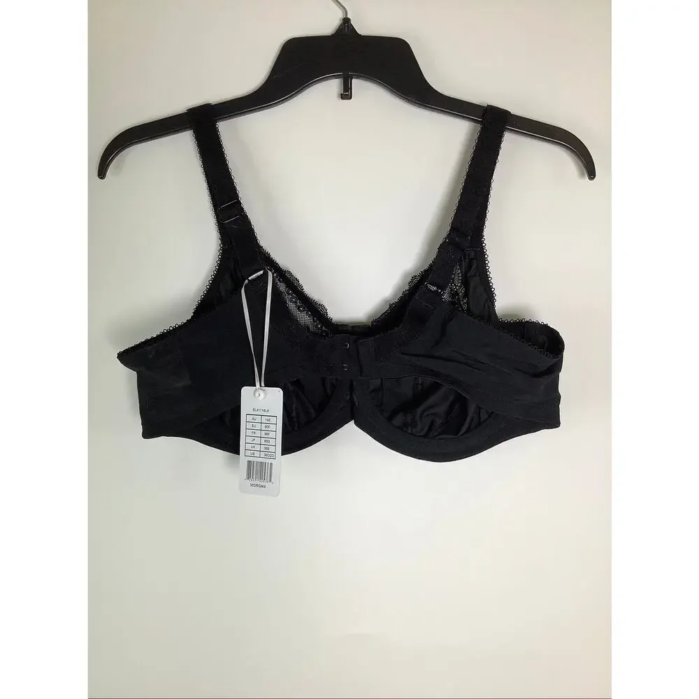 Elomi Women's 36DDD Black Morgan Stretch Lace Bow Banded Underwire Bra C12-2